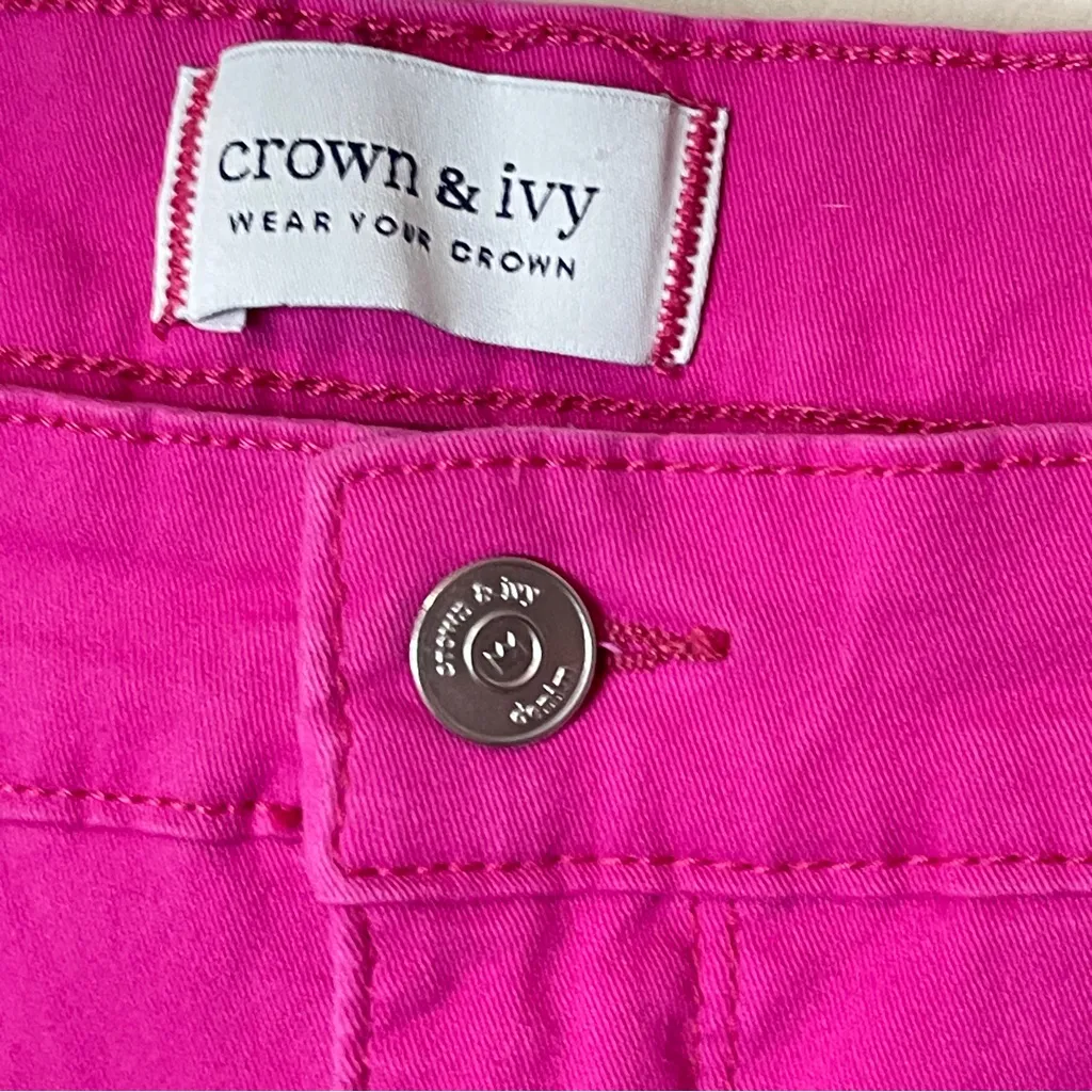CROWN & IVY High-Rise Cotton Skinny Crop Jeans in Pink Pop, 20W - Image 7