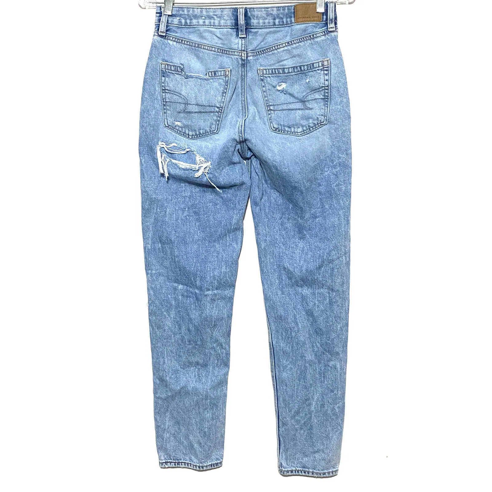 American Eagle Mom Straight Jeans Womens 0 Long Distressed Grunge Y2K Ripped - Image 2