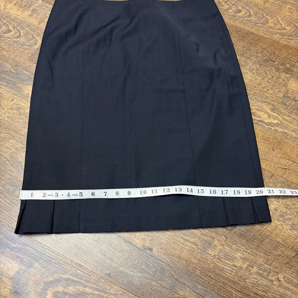 Talbots Wool Pencil Skirt Womens Size 12 Black Pleated Hem Office Business Work - Image 4