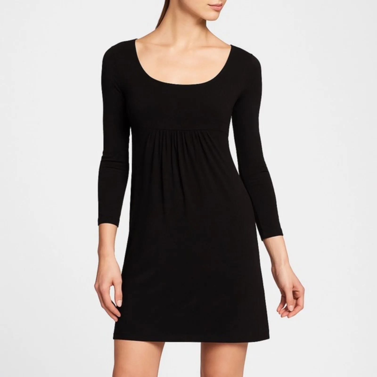 Norma Kamali Dress Size XL Scoop Neck Empire Waist Black Stretch Jersey Knit - Image 11