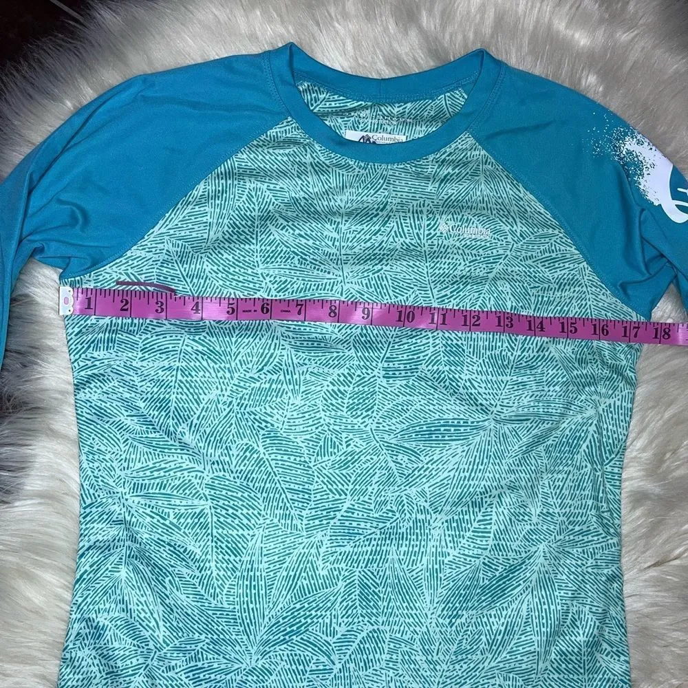 Columbia turquoise/sea green print rash gaurd sz large(14/16) - Image 6