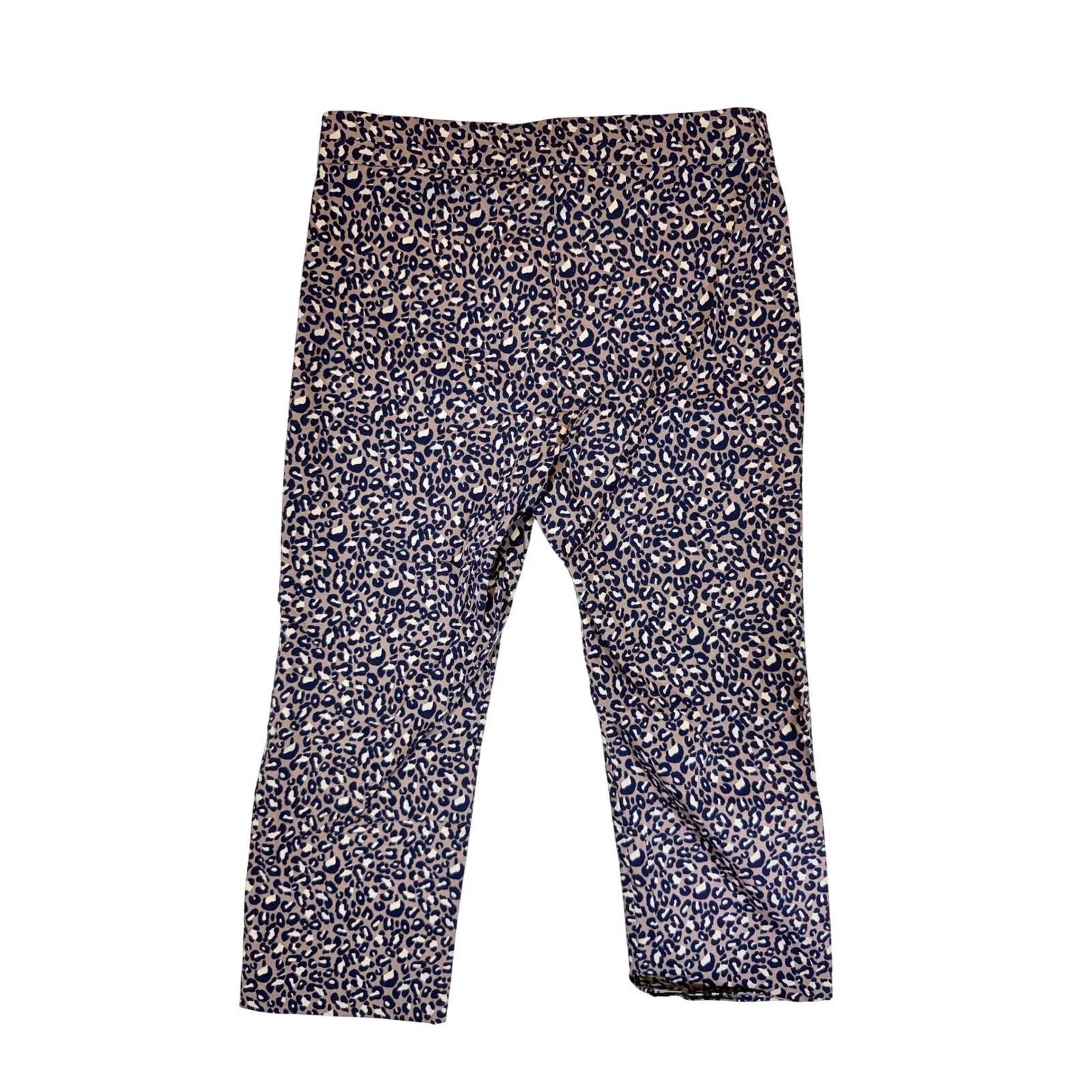 Rafaella Women Leopard Print Pull On Stretch Pants Size 12 Navy Beige - Image 2