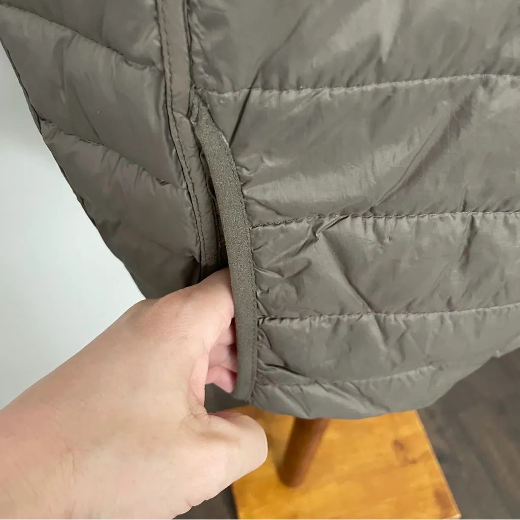 Hawk & Co Vest Puffer Reversible Duck Down Pockets Lightweight Olive Green Tan - Image 13