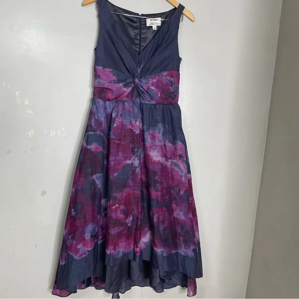 Lela Rose Neiman Marcus‎ for Target Cotton Silk Floral Midi Dress Size 6 Purple - Image 3