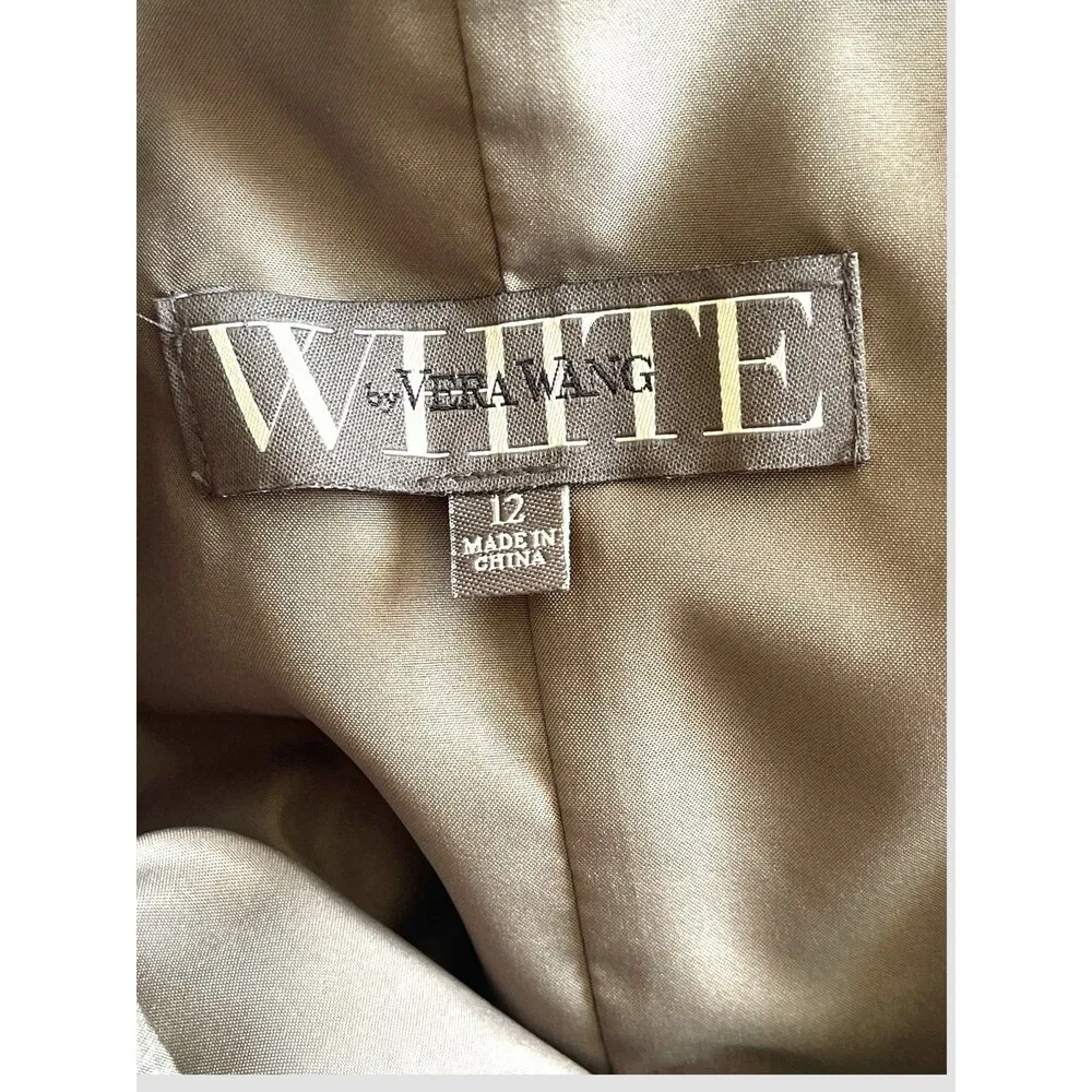 WHITE By VERA WANG Sheath Dress Gray Cocktail Bridesmaid Ruched Bow Zip Size 12 - Image 7