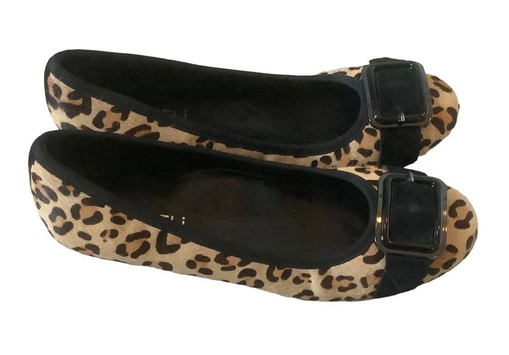 Vaneli women’s calf hair fur leopard ballet flats slip on flats shoes size 5 Brown - Image 3