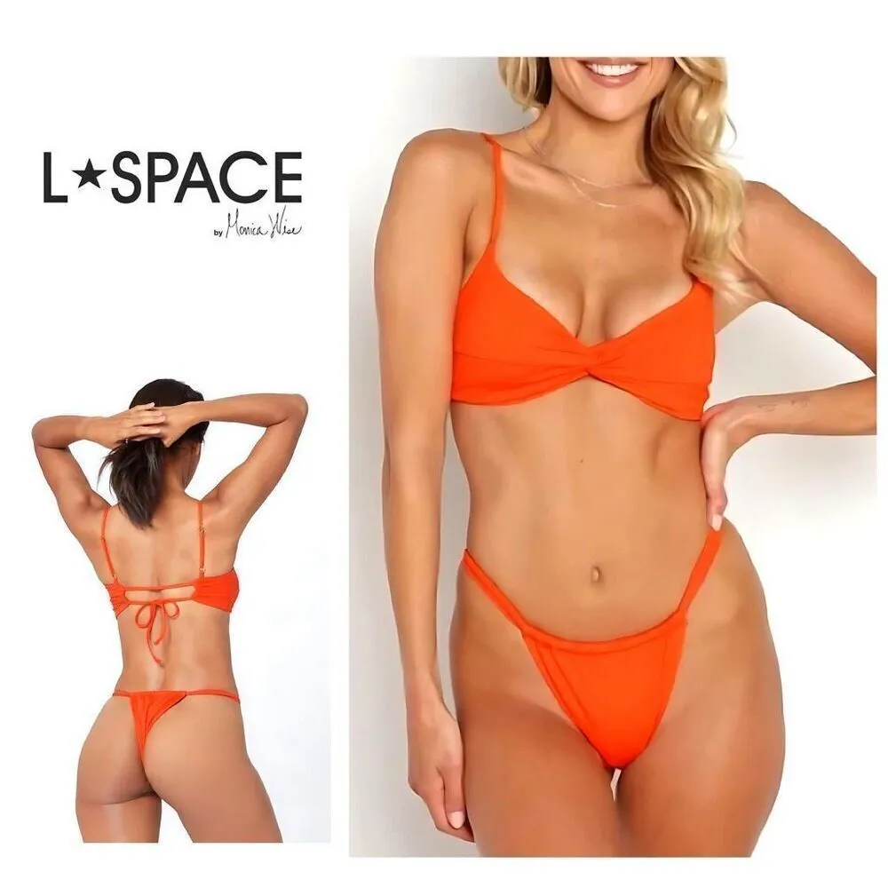 New. L*SPACE poppy orange teeny bikini. M-top/L-bottom. Retails $198 - Image 2