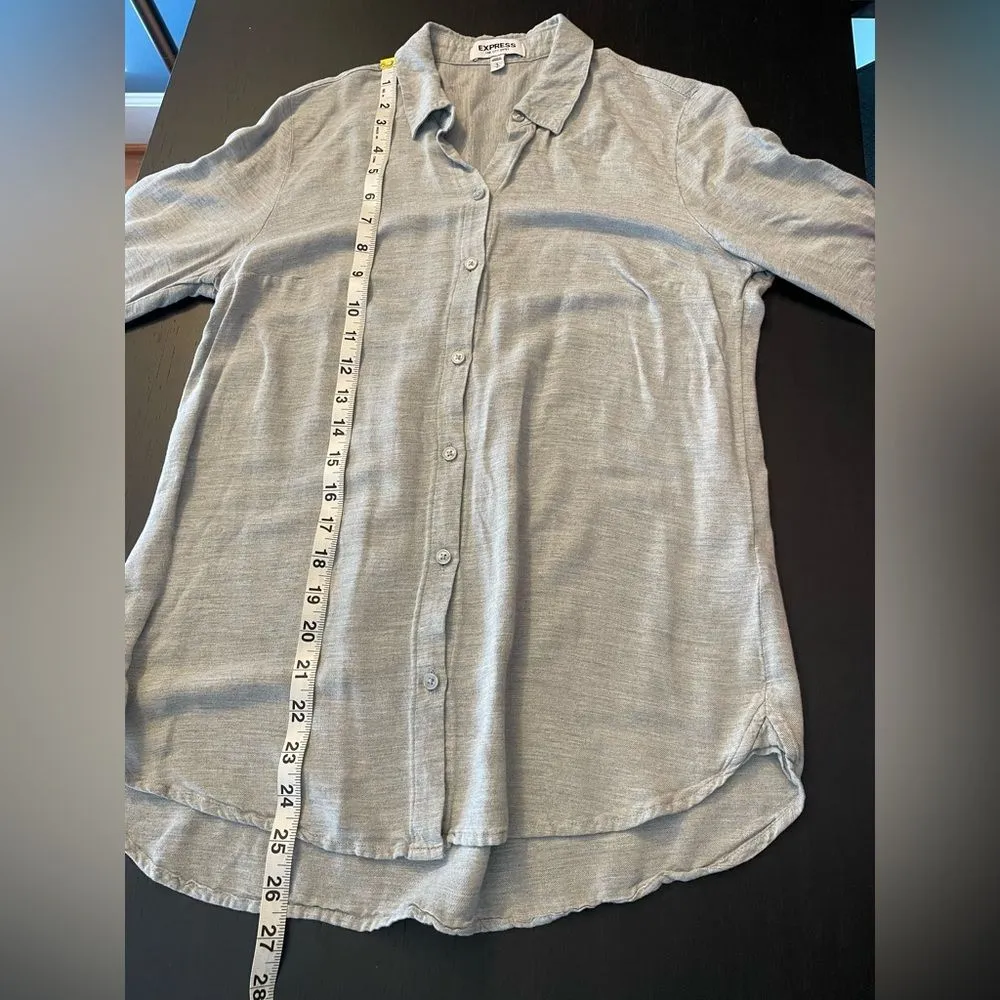 Express The City Shirt Gray Button Down High Low Hem Women’s Size S - Image 6