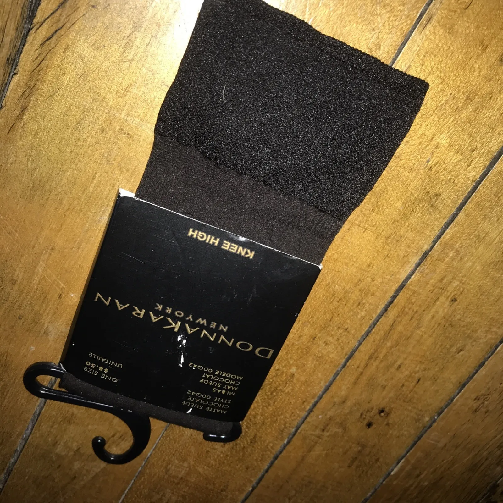 Donna Karan New York Knee High Matte Suede Chocolate Socks NWT - Image 2