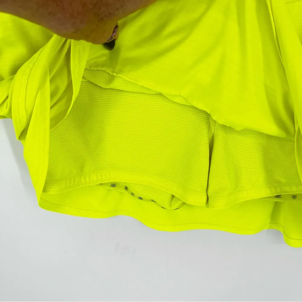 ATHLETA High Rise Swagger‎ Skort Neon Yellow Large Tiered Ruffle Short Active - Image 7