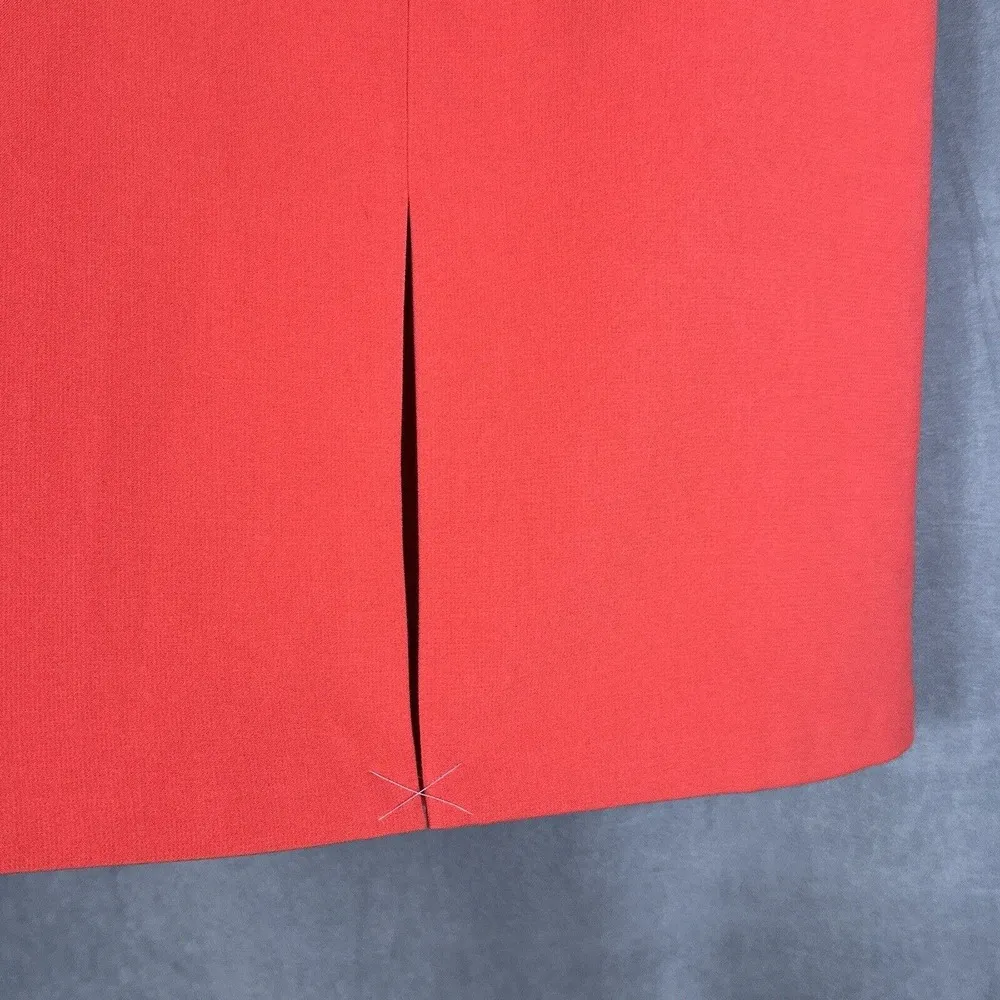 Ann Taylor Red Orange A-line Skirt Front Slit 12 Petite Double Weave New Career - Image 4