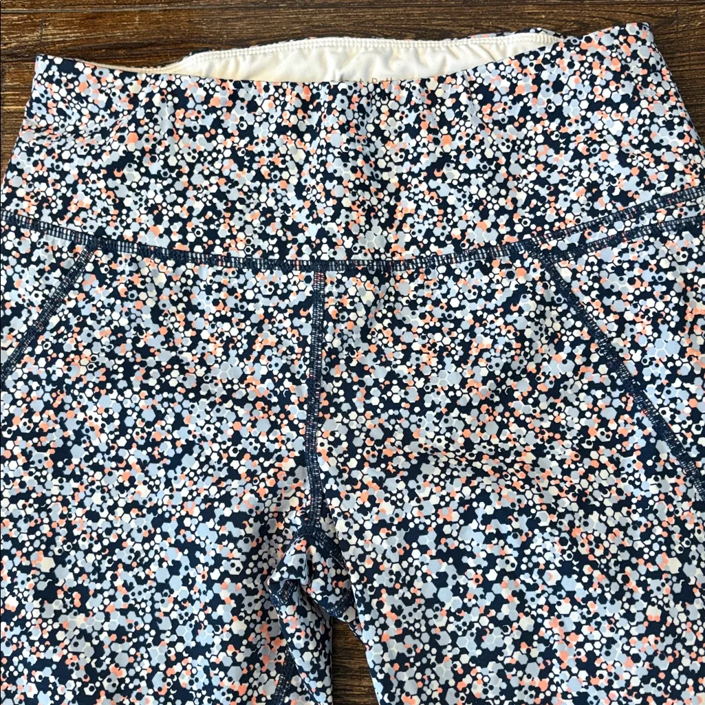 Sweaty Betty Power Cropped Workout Leggings Blue Mosaic Print Small - Image 3