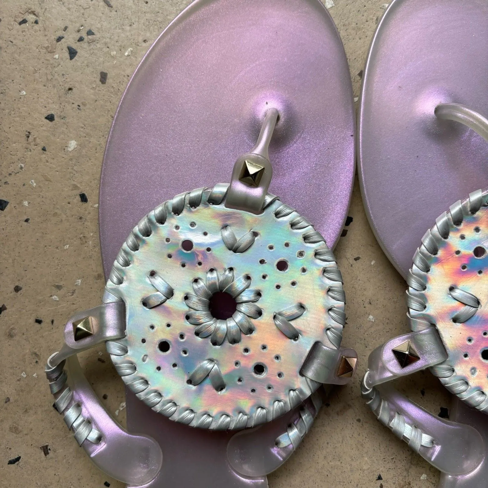 Jack Rogers Womens Size 10 Georgica Sandal Pink Iridescent Jelly Thong Flip Flop - Image 2