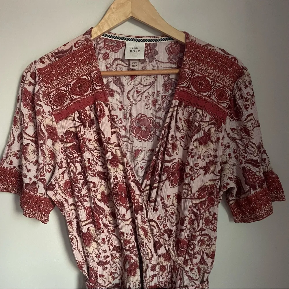 Knox Rose Red and White Floral Maxi Wrap Dress XXL - Image 5