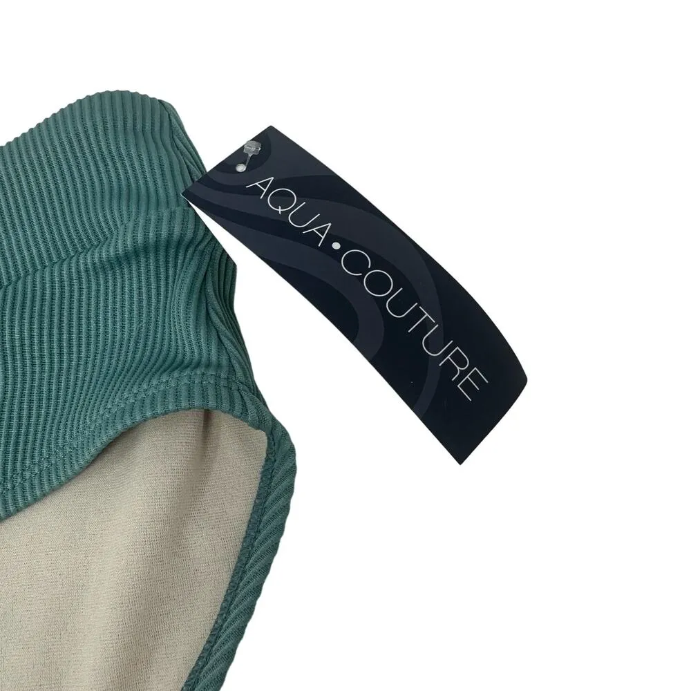 Aqua Couture size medium new with tags bathing suit swimsuit bottoms ribbed teal Blue - Image 5