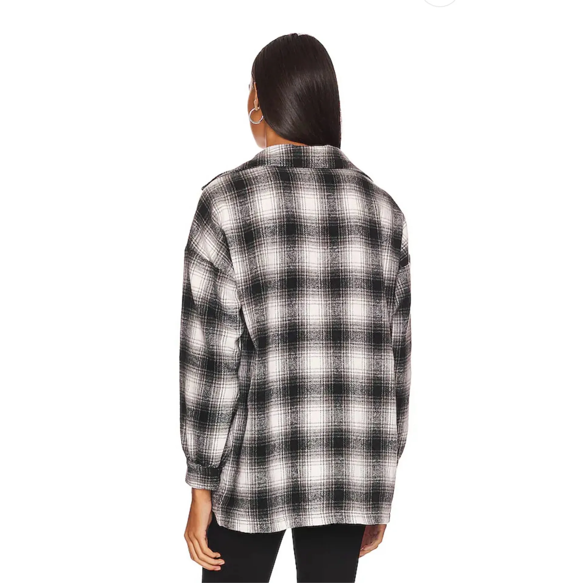 Lovers + Friends “Harlow” Flannel Shacket in Black & White, size XS  - Image 4
