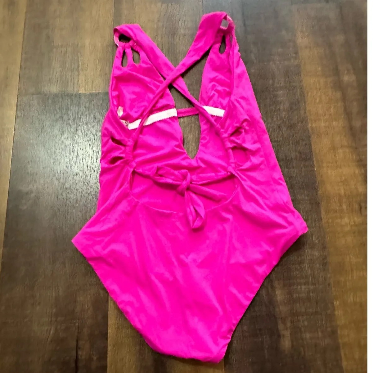 Becca by Rebecca Virtue Skylar Plunge One-Piece Swimsuit Hot Pink Size Medium - Image 5