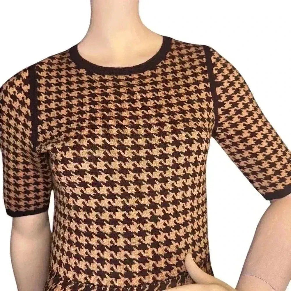 Ann Taylor Houndstooth Flare Dress Stretch Holiday Shimmer Size XS.  #311 - Image 2