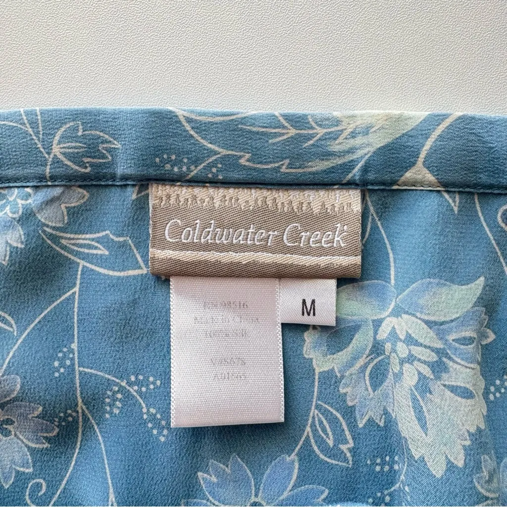 Coldwater Creek Blue Midi Pencil Skirt with Slit 100% silk‎ - Image 5