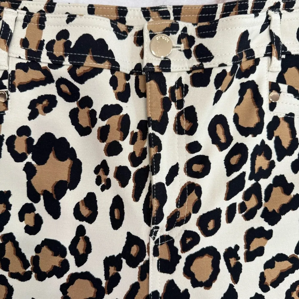 Chico’s So Slimming Leopard Print Refined Ponte Ankle Pants with Gold Hardware - Image 4