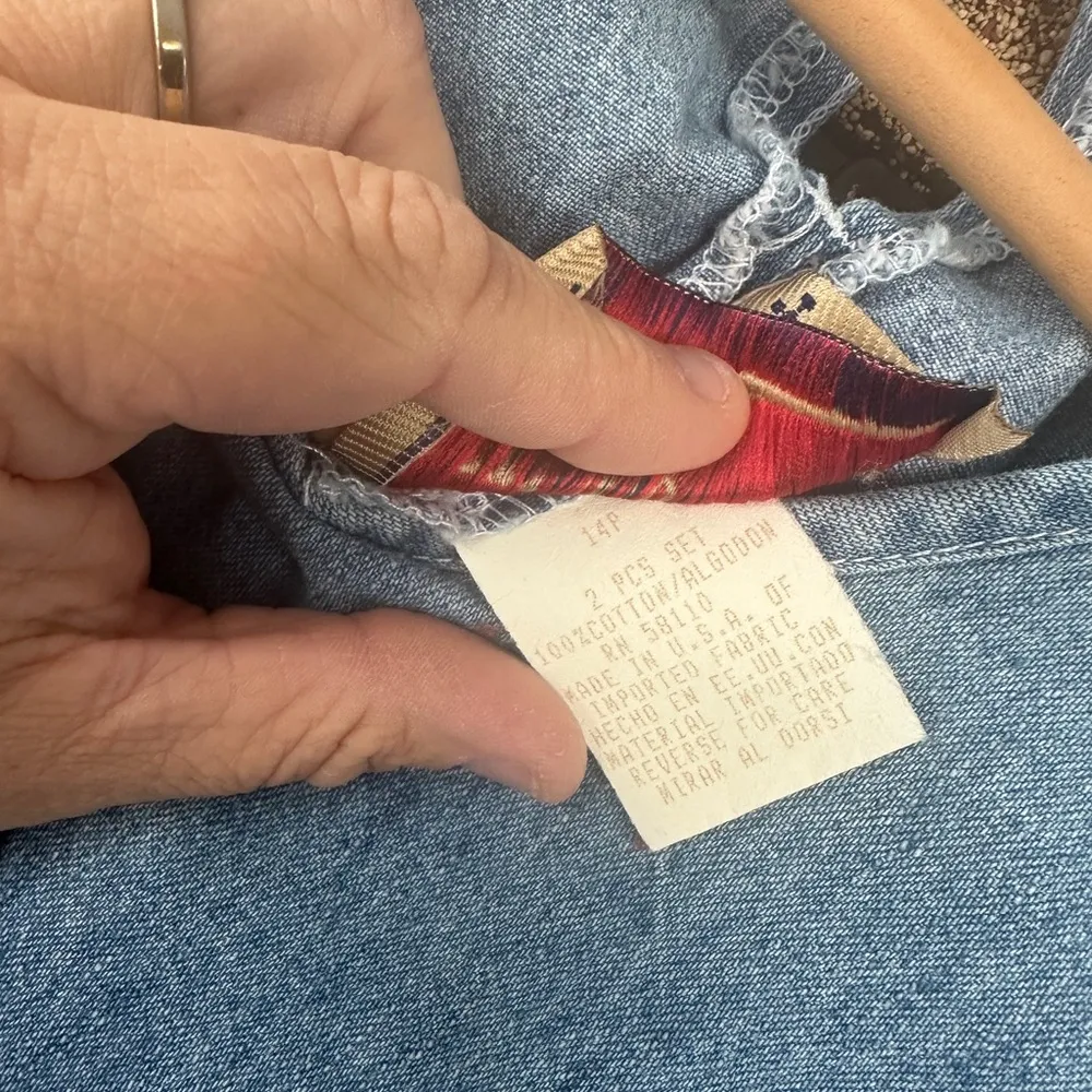 Studio Ease Vintage Denim 100% Cotton Pullover Jumper Skirt Size 14P Blue - Image 9