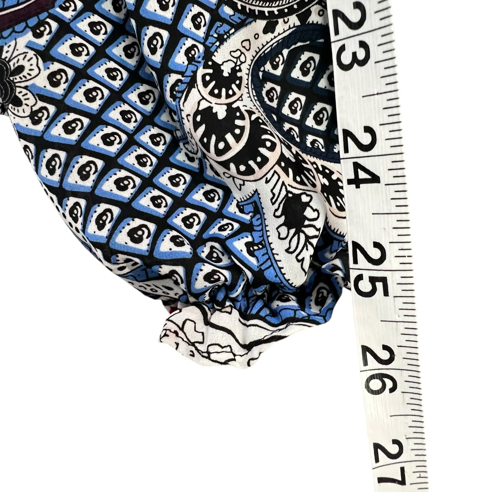 Parker Argentella Mini Dress Womens XS Black Blue Paisley Smocked Artsy Bohemian - Image 12