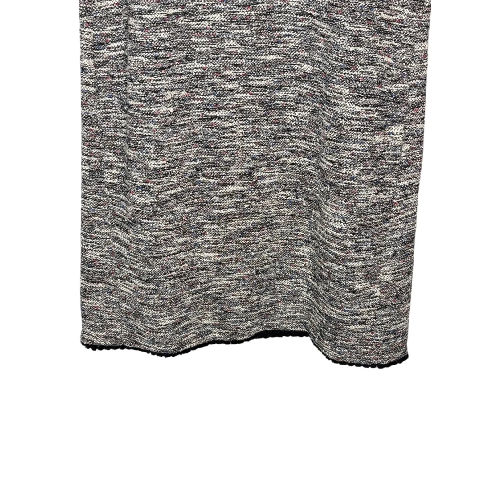 LOFT Petite Textured Tweed Dress Black White Pink Blue Fringe Sleeveless Medium - Image 6