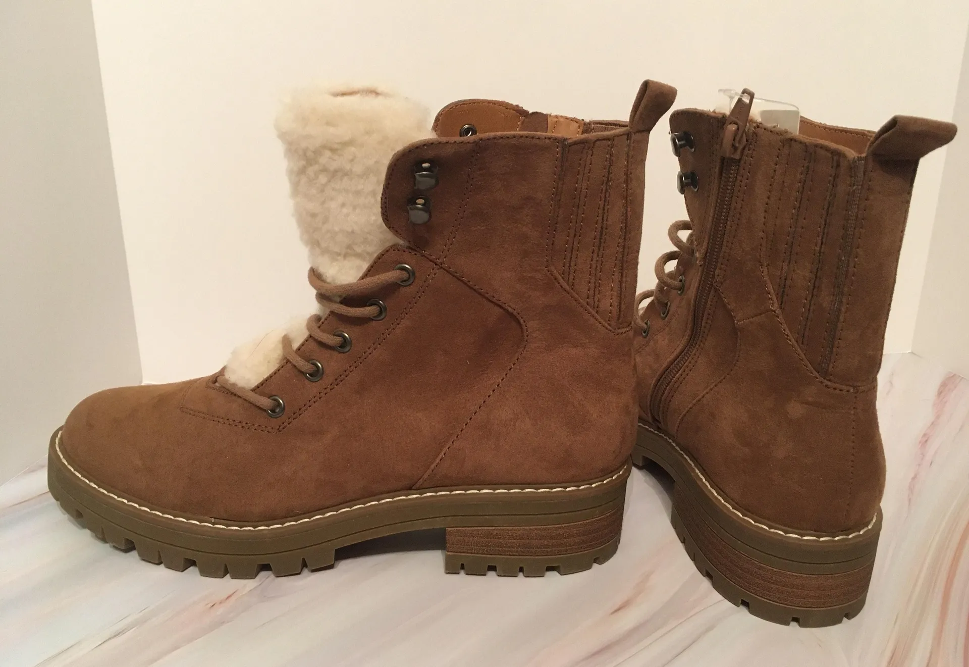 Suede Winter Boots, Size 10 Brown - Image 6