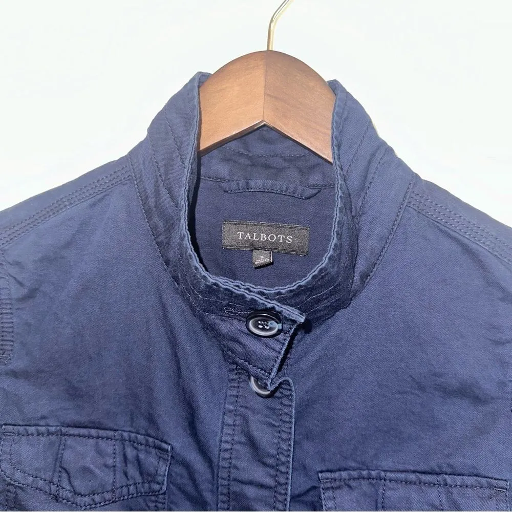 Talbots navy linen blend utility shirt jacket women S - Image 3