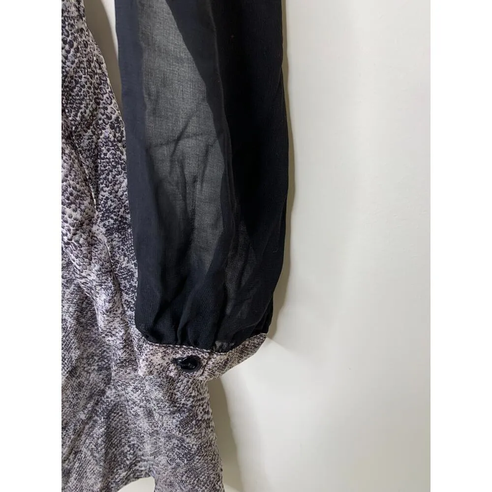 Doe & Rae Modcloth Womens Size Small Dress Sheath Snake Print Long Sleeve Sheer - Image 4