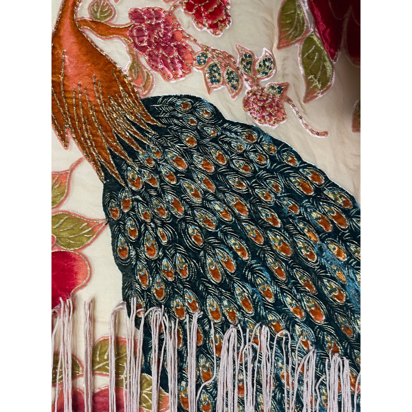 Women's Vintage Floral Peacock Velvet Silk - Image 5