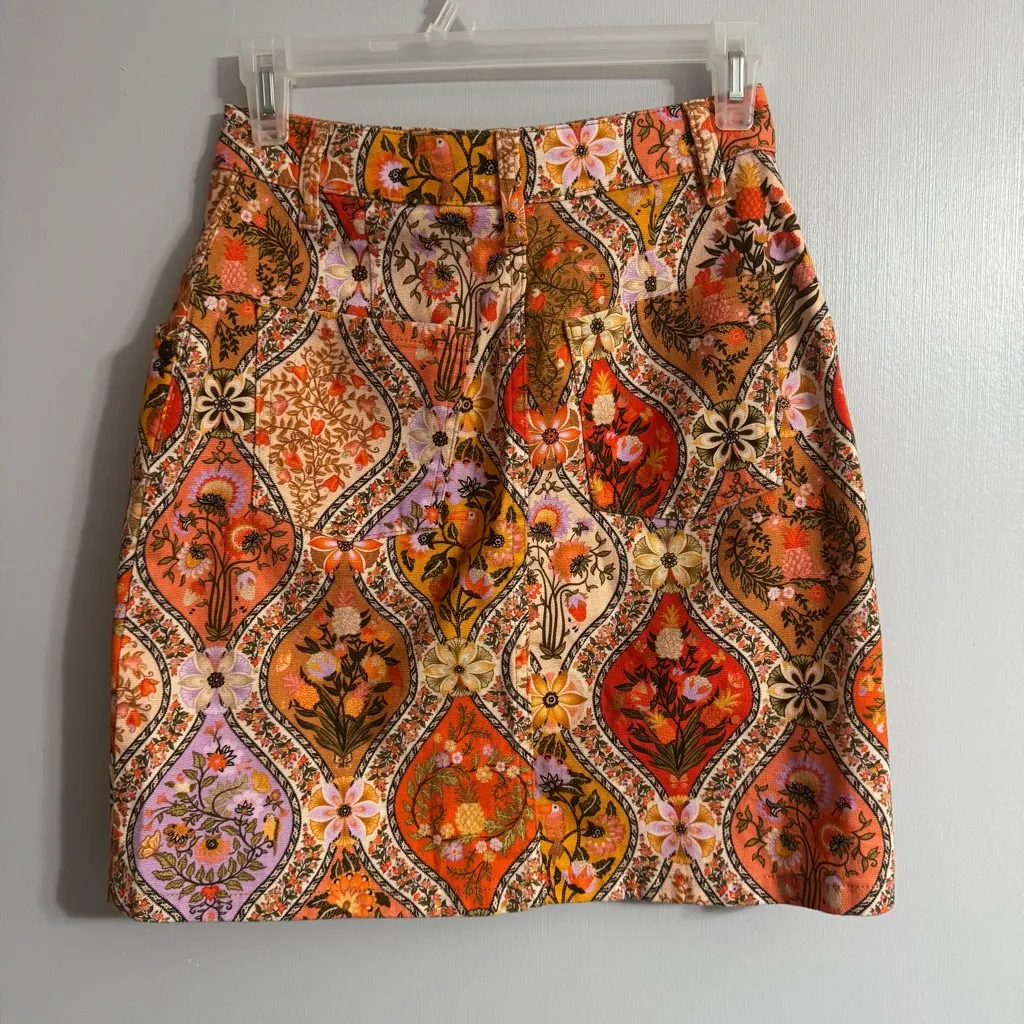 FARM Rio for Anthropologie Vibrant Floral Brazilian Rainforest Skirt Size XS - Image 3