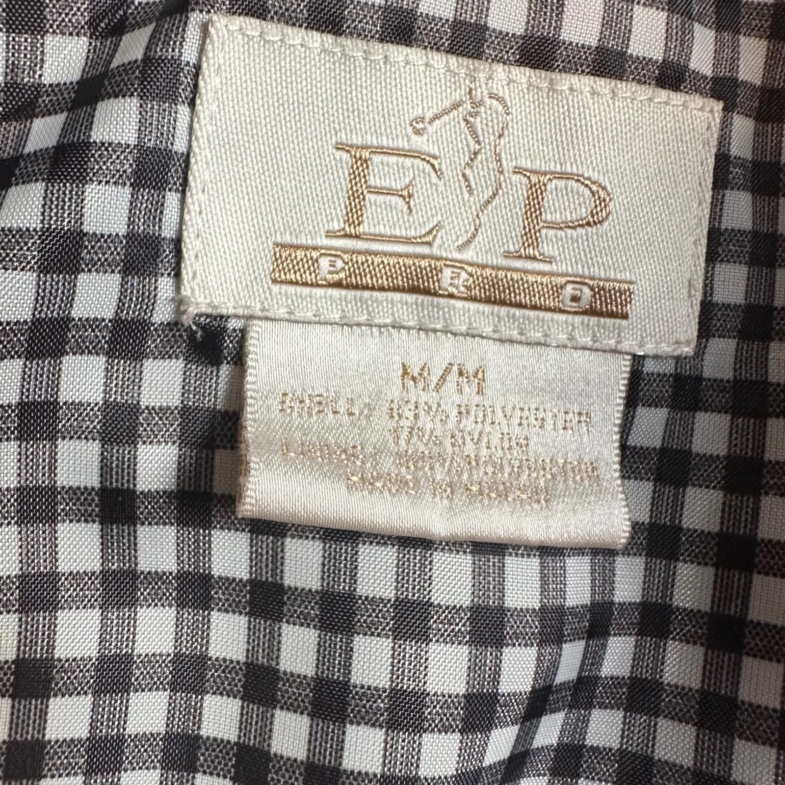 EP Pro Golf Vest Sleeveless Snap Button Up Black Gingham Lined Medium - Image 3