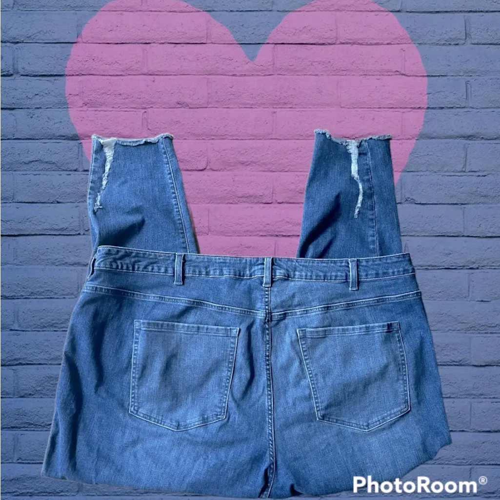 Lane Bryant distressed ankle skinny jeans Fringe Boho Plus size 28R - Image 5