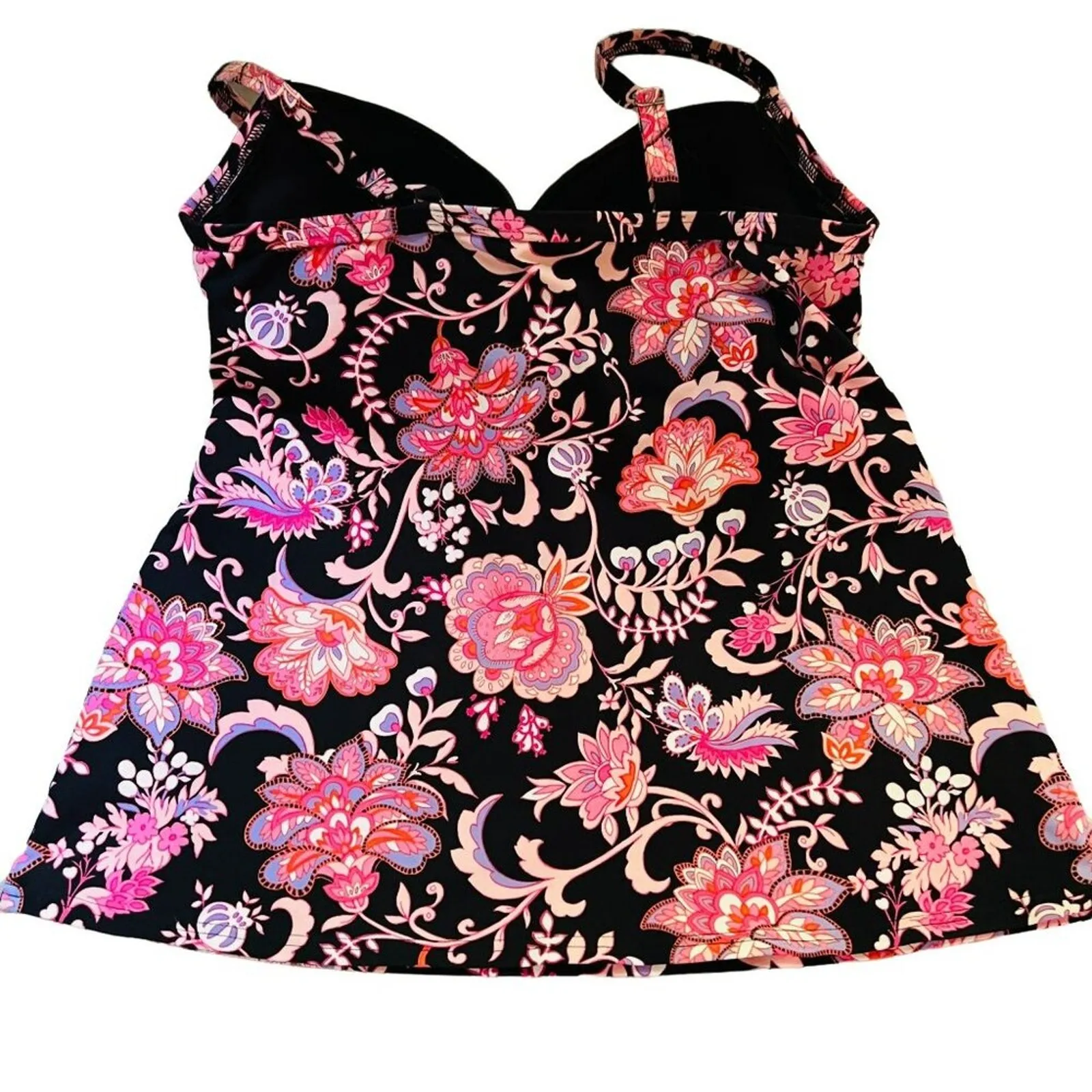 Lands End V-Neck Wrap Underwire Tankini Swimsuit Twilight Floral Size 32DD/34D - Image 6