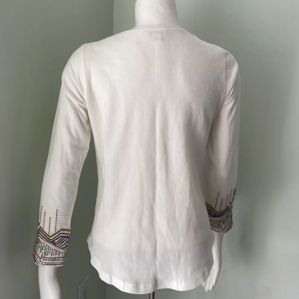 Sundance Embroidered Dreamcatcher Thermal Cream Long Sleeve Shirt - Image 6