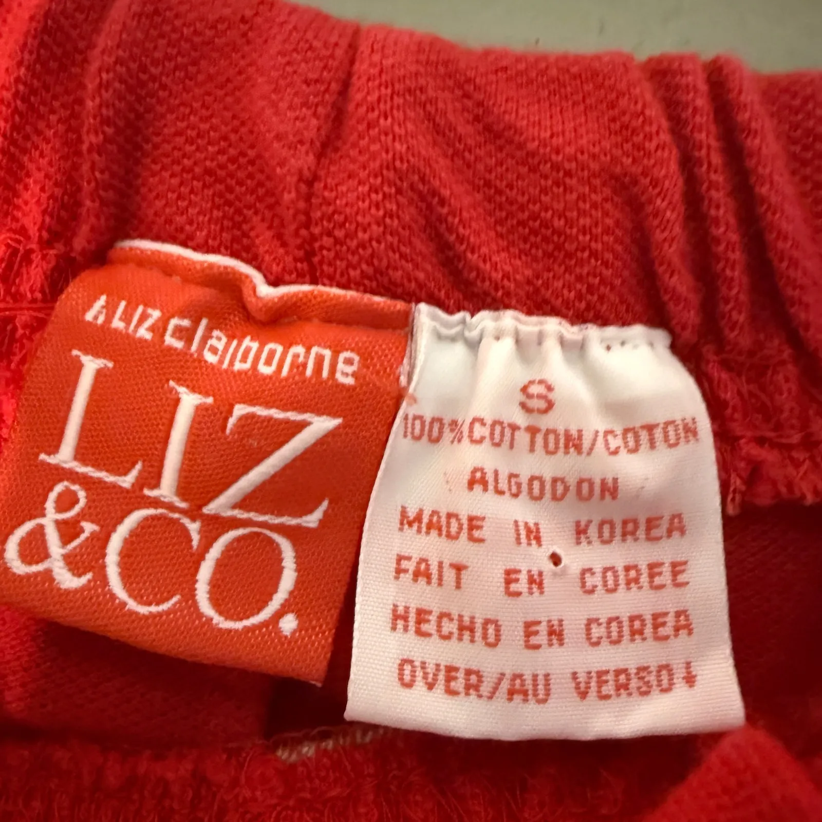 Vintage Liz Claiborne Red Cotton Knit Shorts Womens Size S Casual Lounge‎ - Image 2