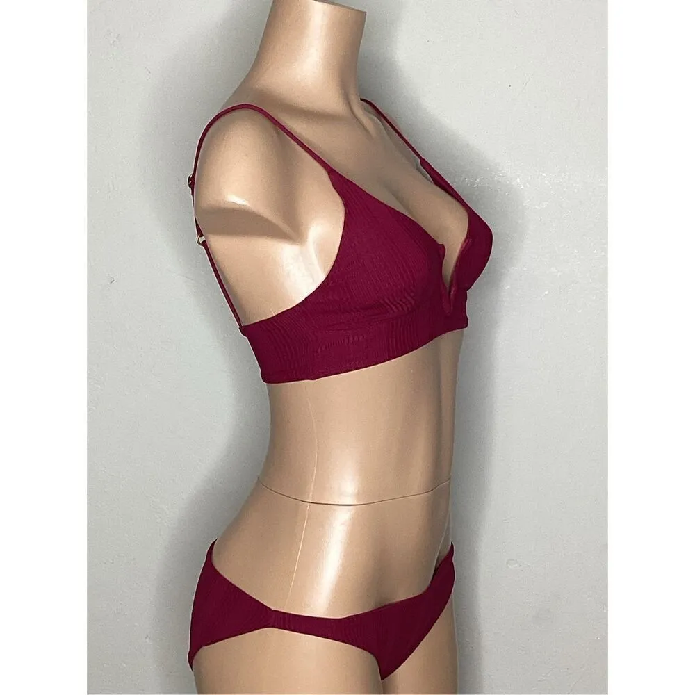 New. L*SPACE plum ribbed bikini set. Small. Retails $193 - Image 6