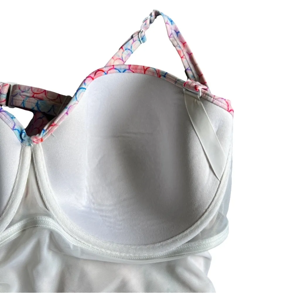 Torrid size 4 mermaid peplum swimsuit TOP ONLY sweetheart pink tankini - Image 9