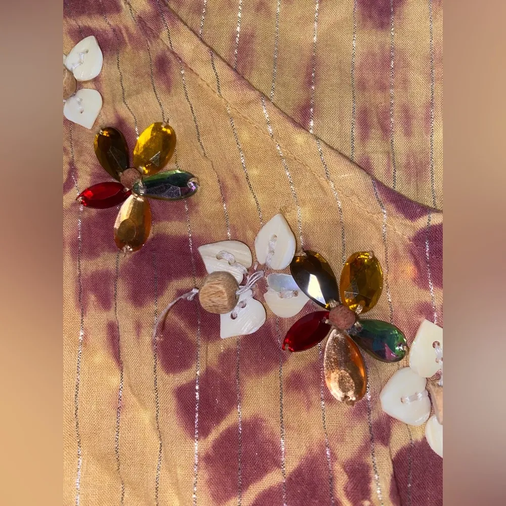 y2k tie dye boho beaded tank top Yellow Size M - Image 4