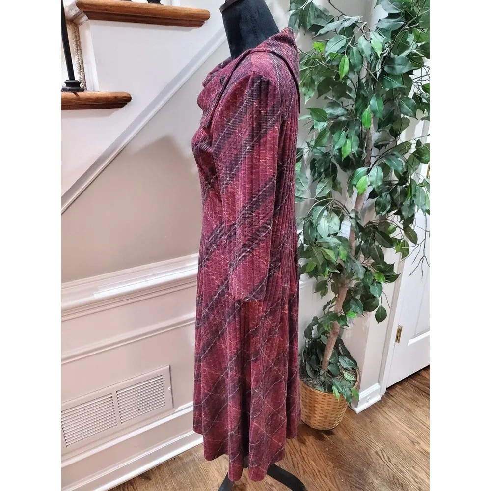 Robbie Bee Women's Maroon Polyester Cowl Neck Long Sleeve Knee Length Dress L - Image 6