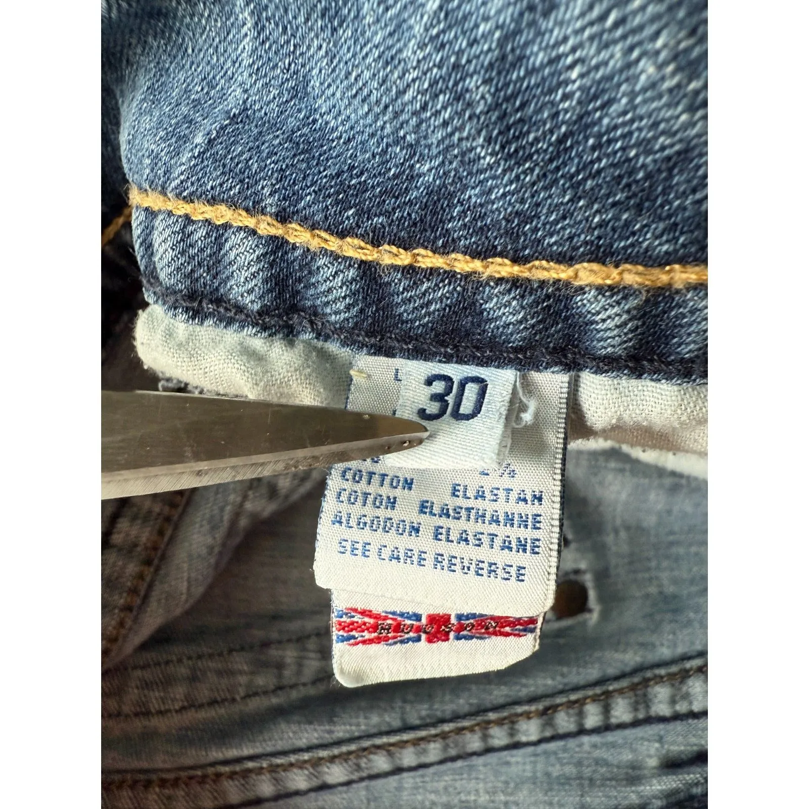 Hudson Made in the USA Women's Cut Off Blue Jean Denim Low Rise Shorts 30 - Image 3