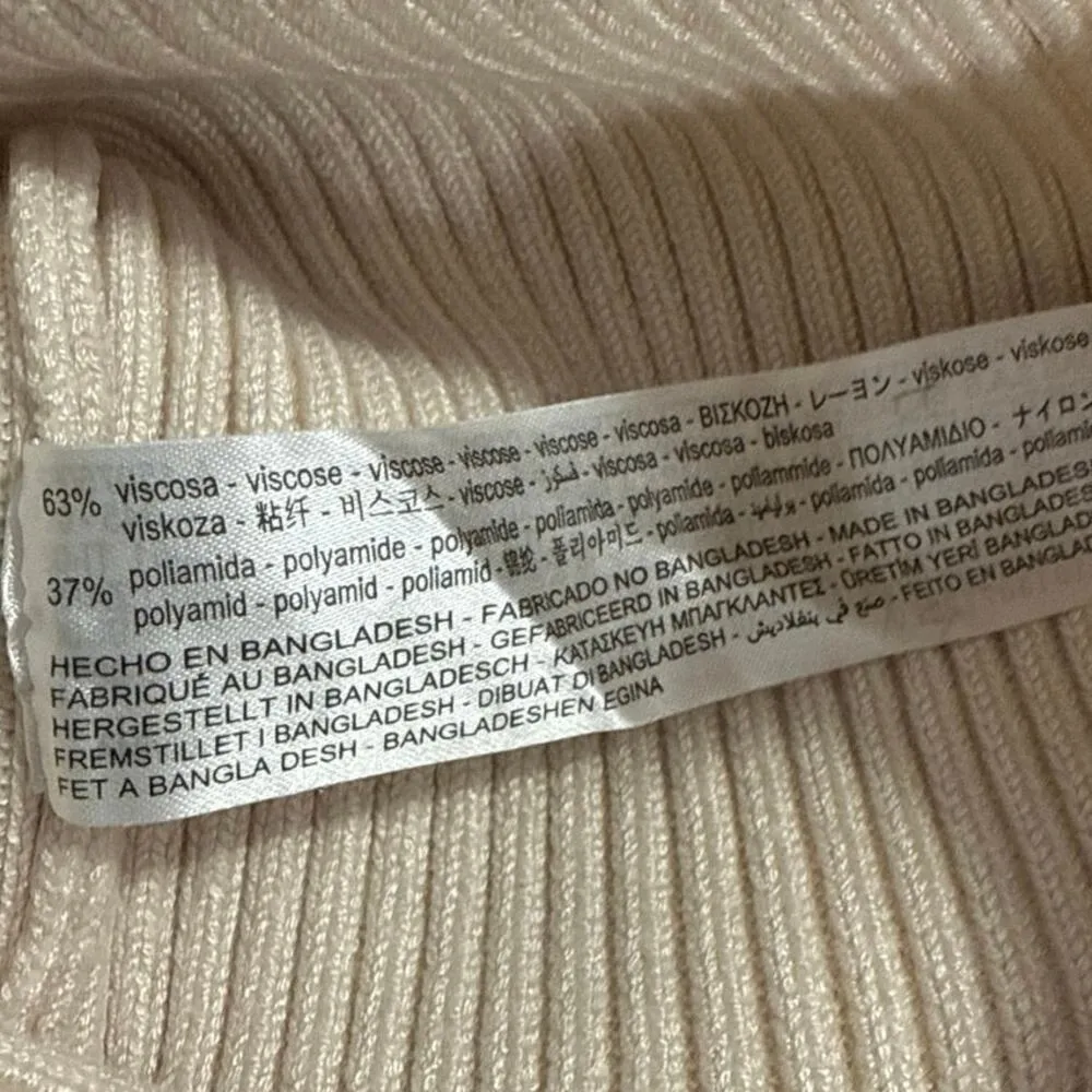 Zara Women's Cream Rib Knit Sleeveless Stretch Corset Crop Tank Top Size S - Image 4