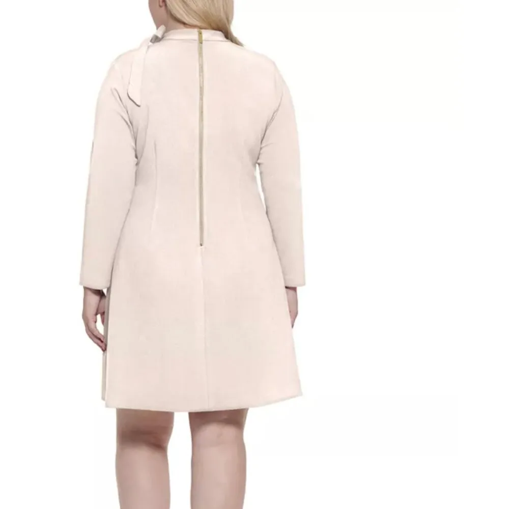 NWT Calvin Klein Tie-Neck Long-Sleeve Scuba Crepe Dress - Image 4