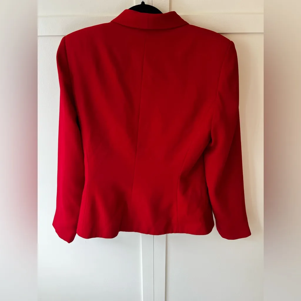 Le Suit Women’s Red‎ 90s Vintage Jacket Blazer With Black Toggle Size 8 - Image 13