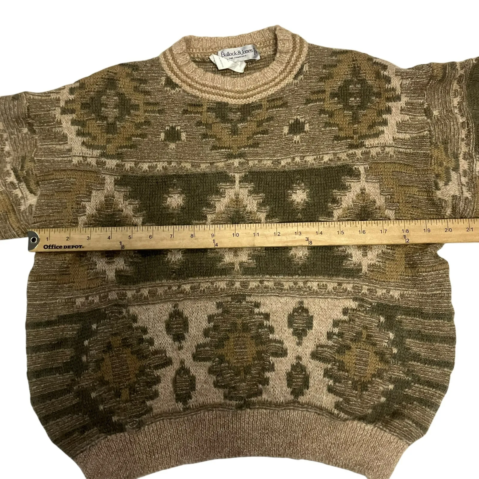 Vintage Bullock & Jones Wool Alpaca Mohair Acrylic Goblin Core Sweater Sz Large Tan - Image 5