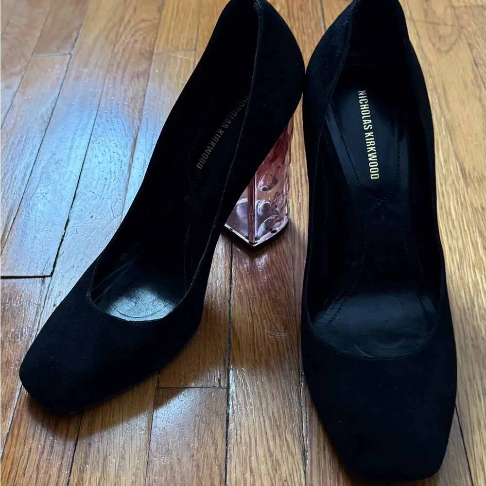 Nicholas Kirkwood Black and Pink suede chunky textured Heels six 37.5 square toe Size 7 - Image 12