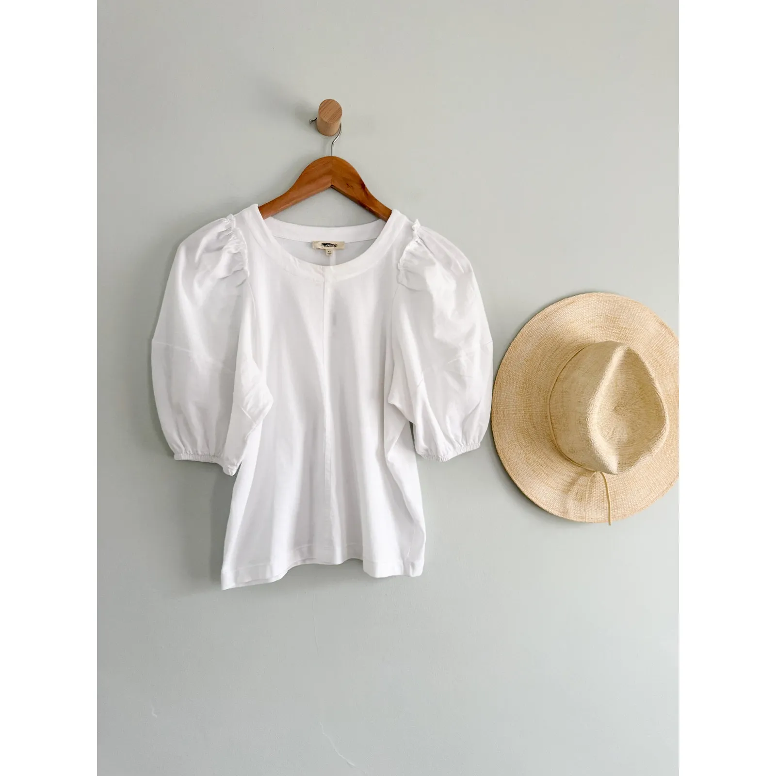Madewell | NWT | Puff-Sleeve Tee in White | Sz XS - Image 3