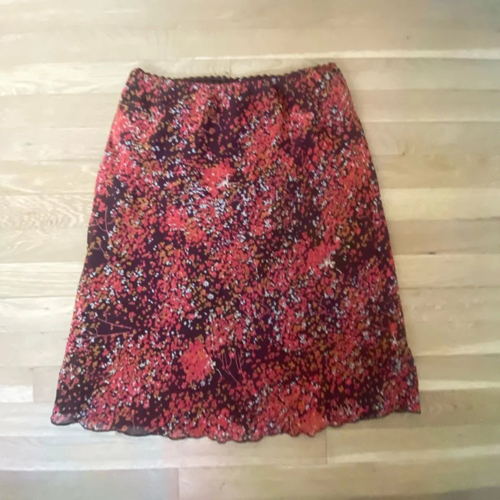 Vintage 90s Floral Midi Skirt - Scalloped Hem - Size Extra-Large - Fashion Bug - Image 4