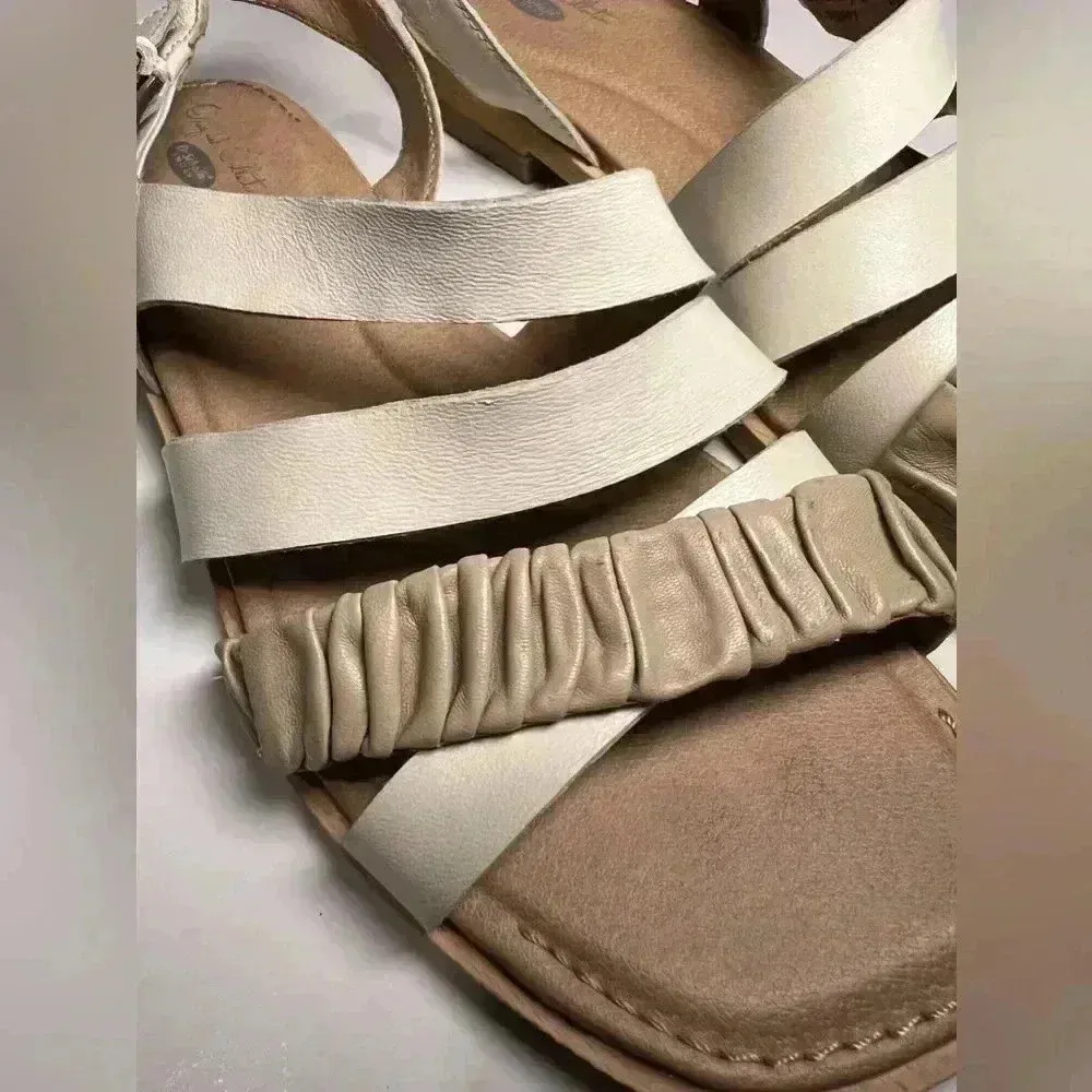 Dr. scholl’s sling back leather strappy sandal ruched square toe cushion 8,5 White - Image 4